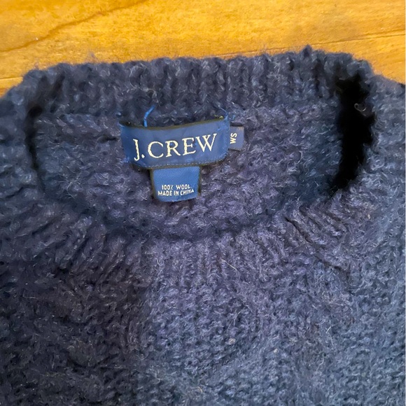 J. Crew Wool Cable Knit Heather Blue Sweater Unisex Men’s Small - Picture 3 of 5